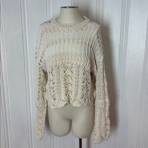 ZARA Chunky Crochet Knit Sweater | Boho Oversized | Size S